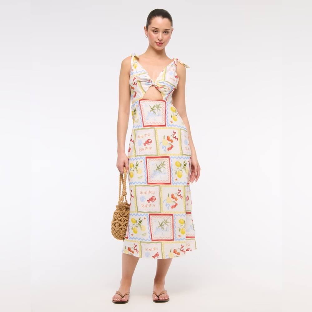 Abercrombie & Fitch * BESTSELLER - The Tie Front Scarf Midi Dress Sz-XL